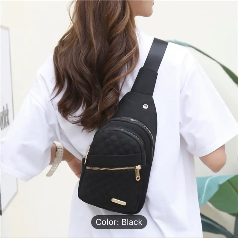 Black Quilted Sling Bag
